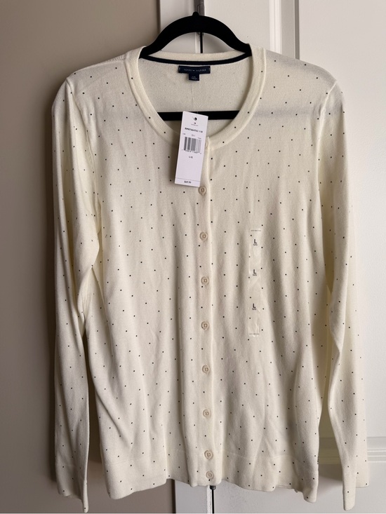 Tommy Hilfiger Sweaters - Tommy Hilfiger Cream Cardigan with Black Polka Dots